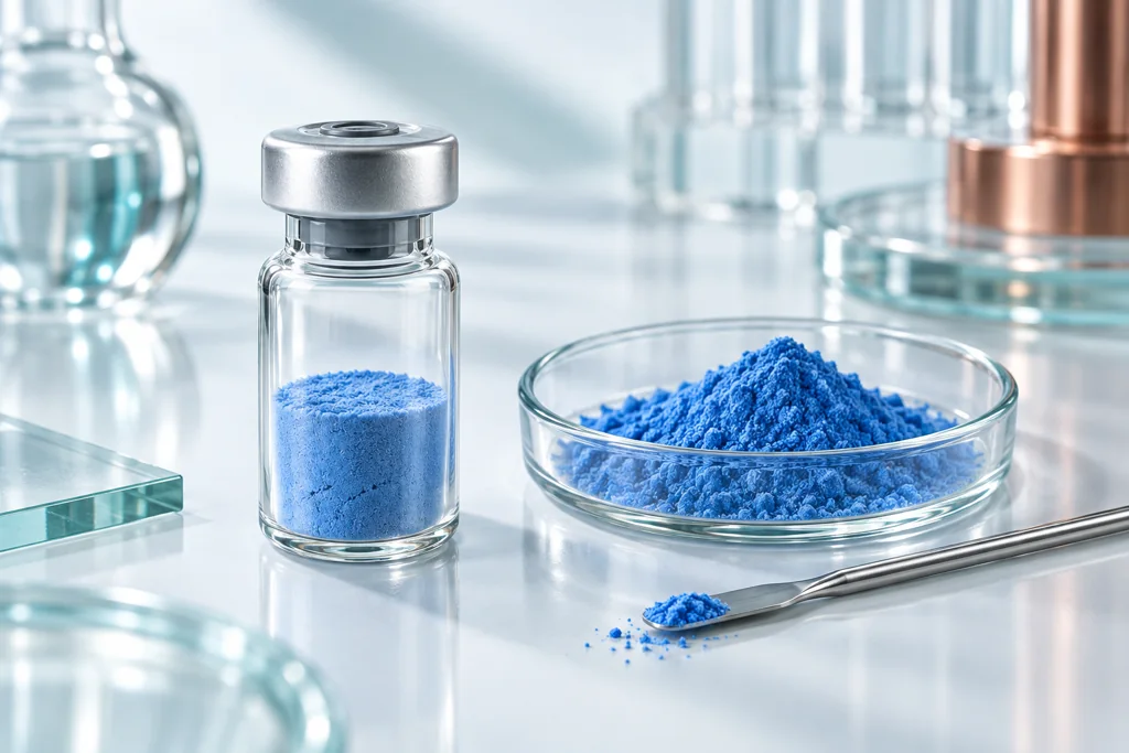 Copper & care peptides freeze dried powder concept