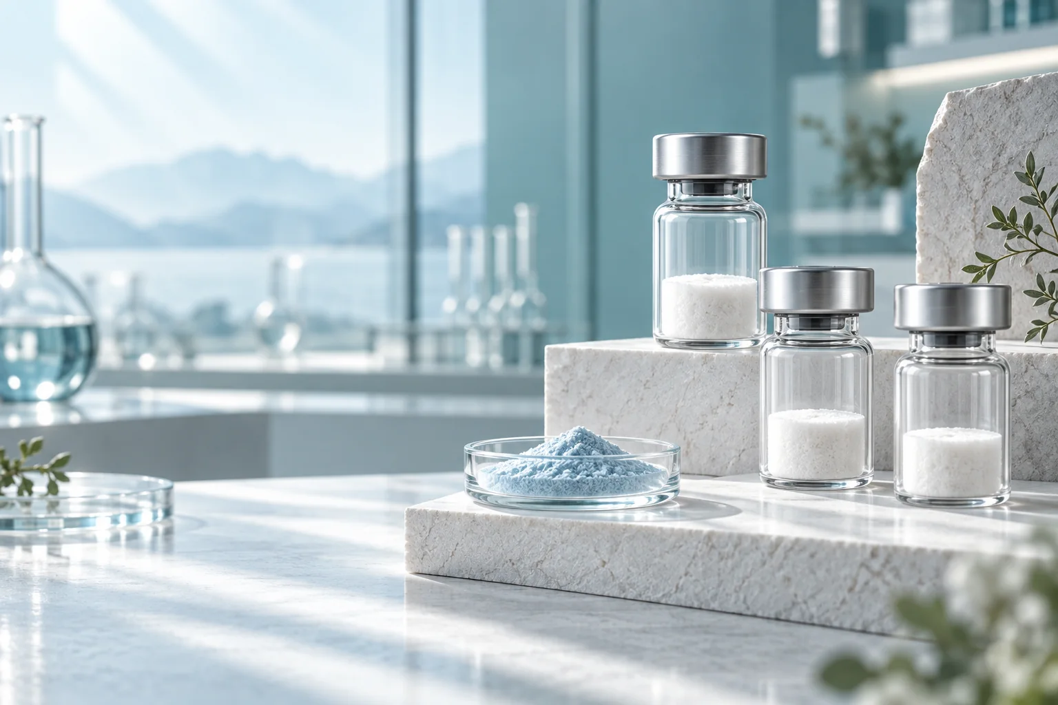 Cosmetic peptide freeze dried powder vials and powder — product concept