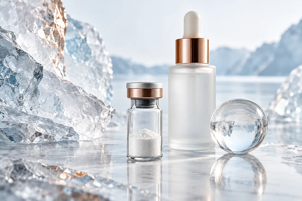 Cosmetic neuropeptides freeze dried powder concept